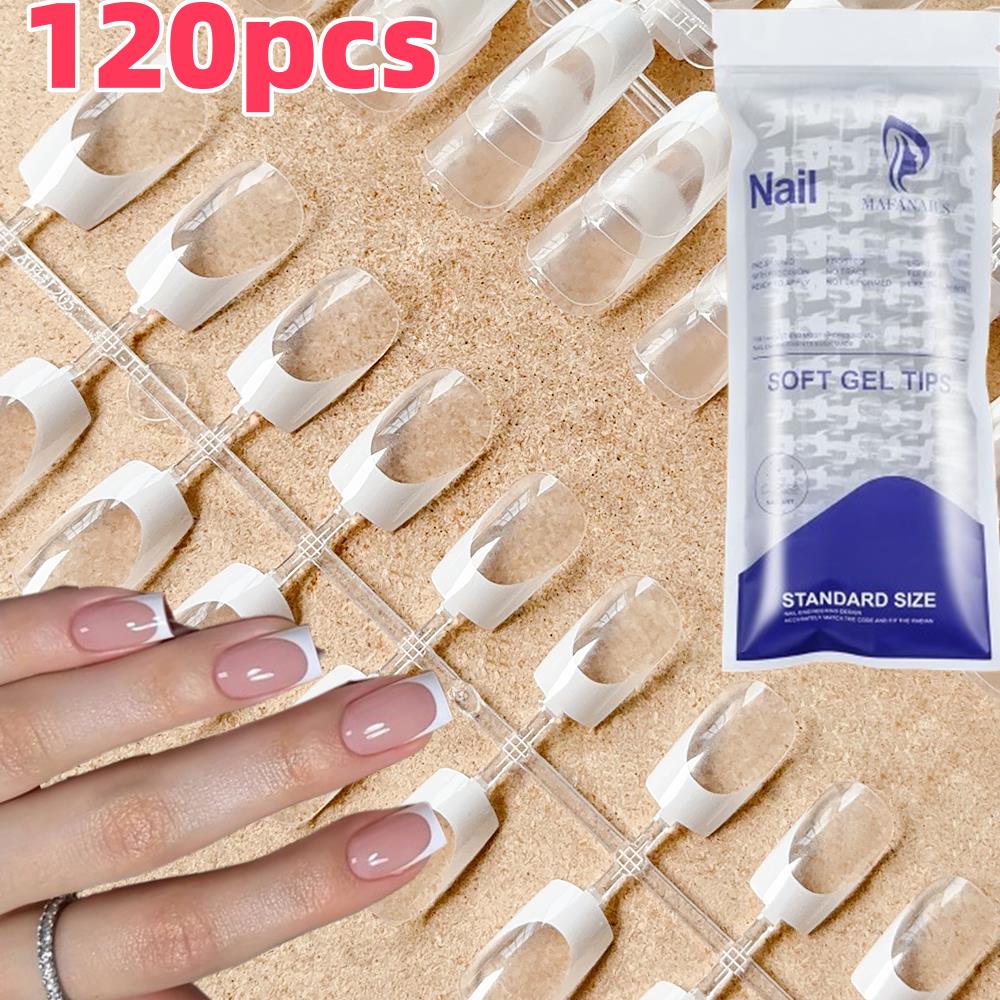 Nail Art Wedding - 120 قطعة/الحقيبة نعش فرنسي شفاف اضغط