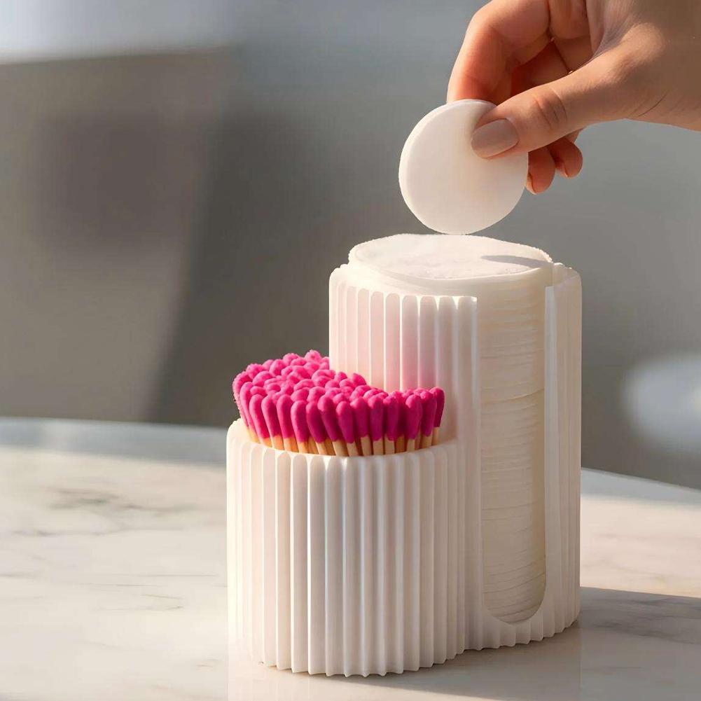 Nail Art Sch - صندوق تخزين أعواد القطن، حامل وسادات