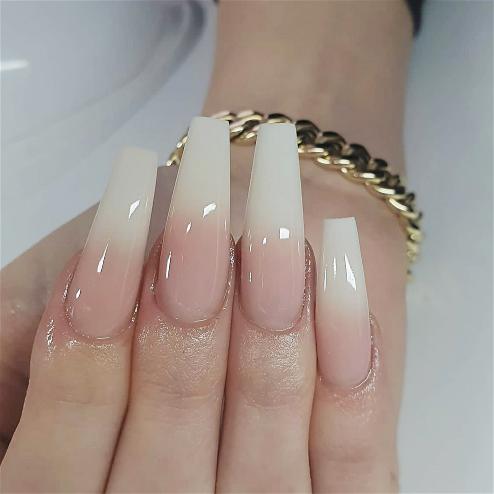 Nail Art Wedding - أظافر باليه طويلة مزيفة للنساء والفتيات،