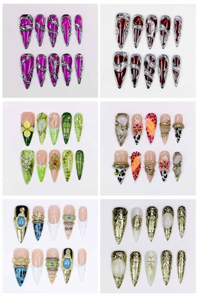 Nail Art Wedding - 10 قطع من الأظافر الاصطناعية الطويلة