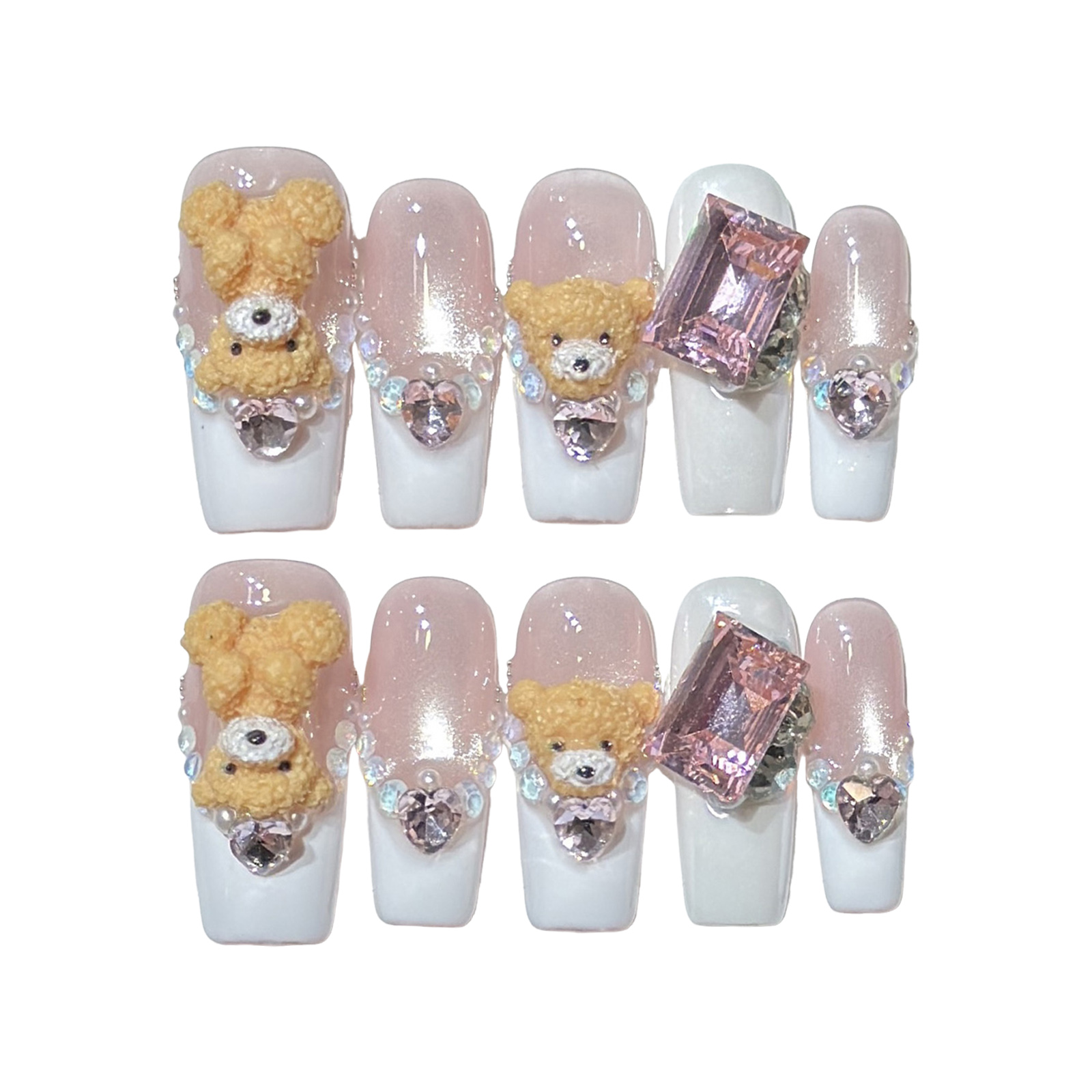 10 قطع أظافر صناعية ثلاثية الأ - مراجعة Nail Art Cat Eye وسعره