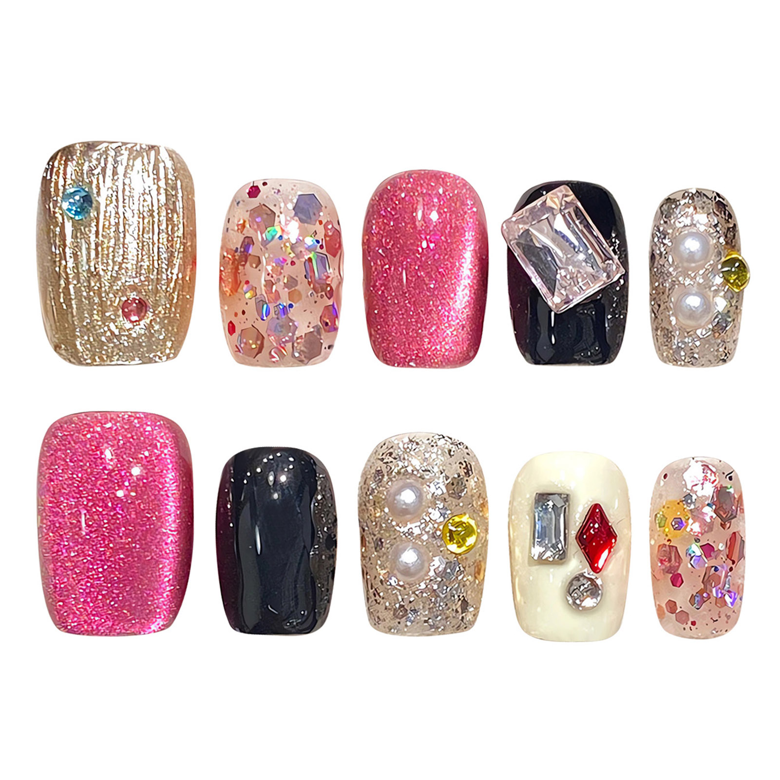 أظافر بالضغط مصنوعة يدويًا ، ت - مراجعة Nail Art Cat Eye وسعره