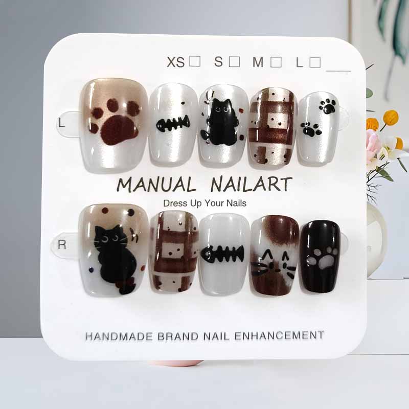10 قطعة لطيف الكرتون القط الأس - مراجعة Nail Art Cat Eye وسعره