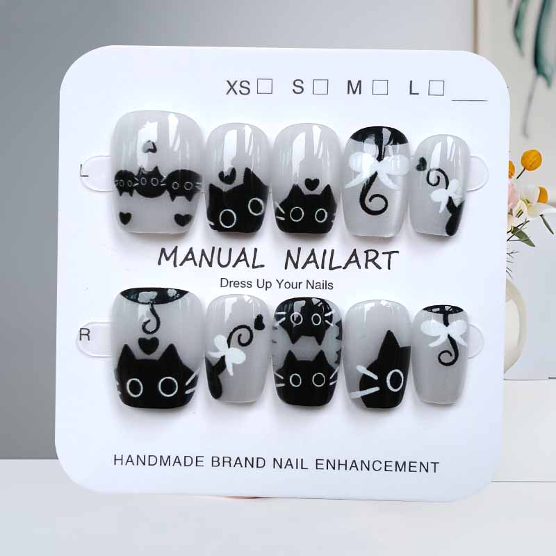 10 قطعة لطيف الكرتون القط الأس - مراجعة Nail Art Cat Eye وسعره