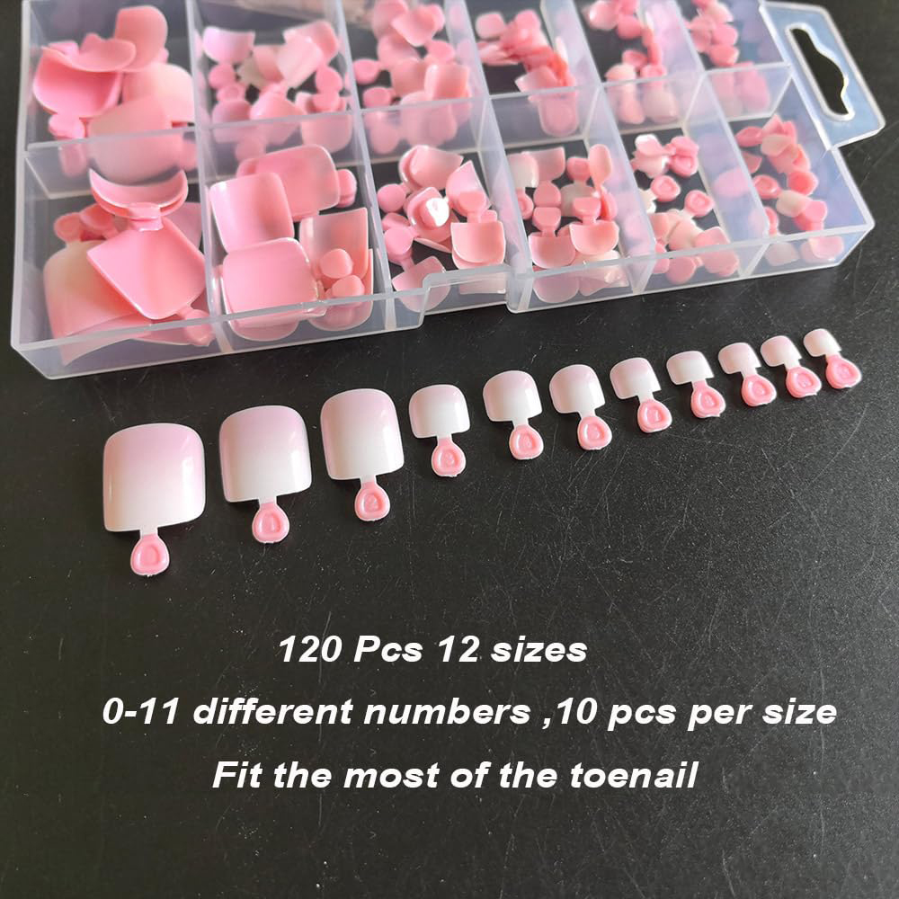 120 قطعة من أظافر القدم الاصطن - مراجعة Nail Art Ombre Pink وسعره