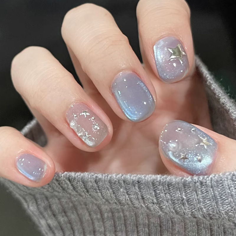 24 قطعة أظافر صناعية قصيرة مرب - مراجعة Nail Art Ombre Pink وسعره